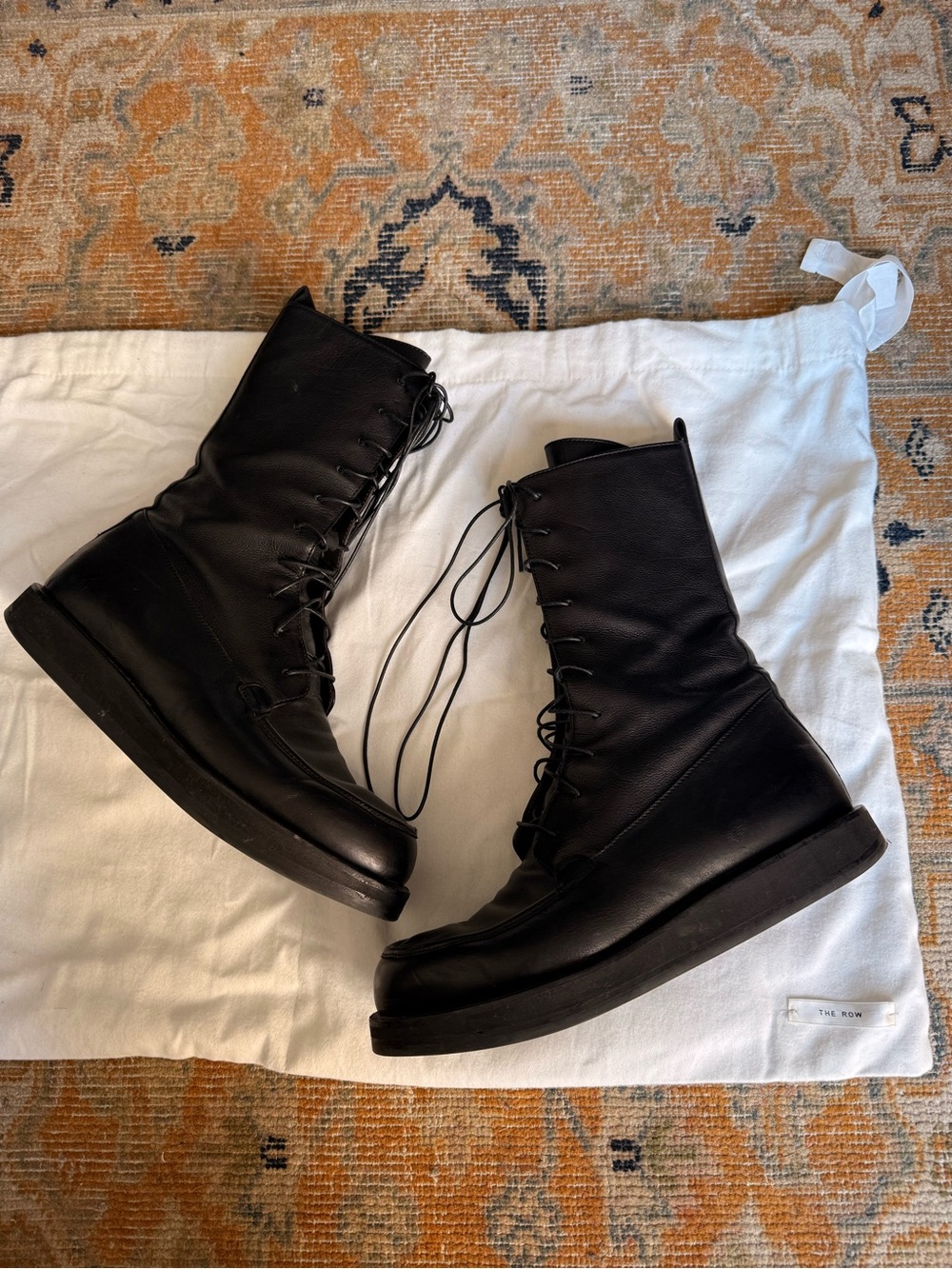Women’s Black Lace-Up Platform Combat Boots - Picture 2 of 5